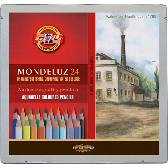 Карандаши акварельные MONDELUZ Пейзаж 24цв/наб металл.коробка 3724024013PL