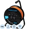 Удлинитель Topfort ПВС 3х2,5кв.мм, 50м на пласт.катушке, 4 роз. с/з, IP44