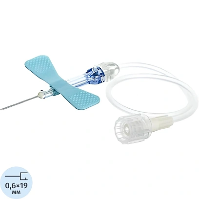 Игла-бабочка 23G 19см голуб. VACUETTE Safety 450092V1 90шт/уп