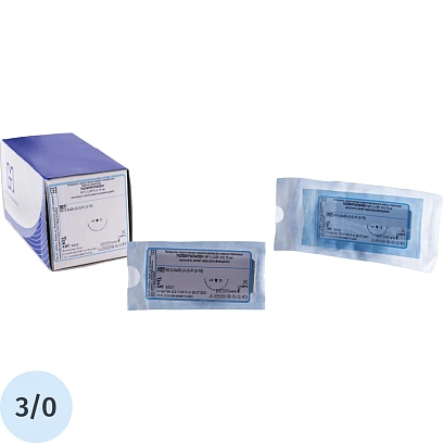 Шовный материал ПОЛИПРОПИЛЕН 3/0 МР 2 с иглой 4D-0,6x25 (3-75) 75см 20шт/у