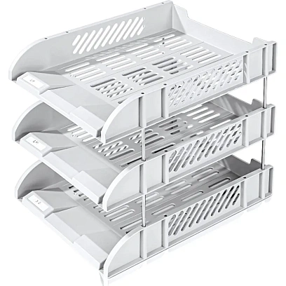 Лоток горизонтальный для бумаг Deli E9217Grey набор 3шт на металл.стерж сер