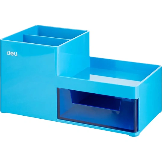 Подставка-органайзер Deli Rio EZ25130, 1 выдвижной лоток, 3 отд, синий