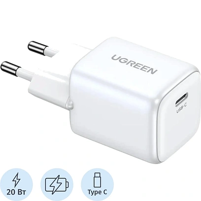 Зарядное устройство сет. UGREEN CD318 (15324)Nexode 20W USB-C PD GaN белый
