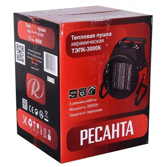Пушка тепловая электрическая ТЭПК-3000K (керам. нагр. эл.круглая) Ресанта