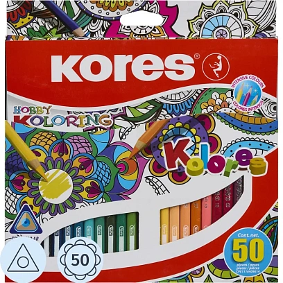 Карандаши цветные 50 цв. 3-гран.Kores 93350