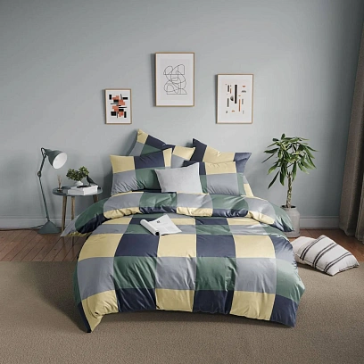 Постельное белье 1,5сп  Бязь (нав.70х70-2шт),Green cage