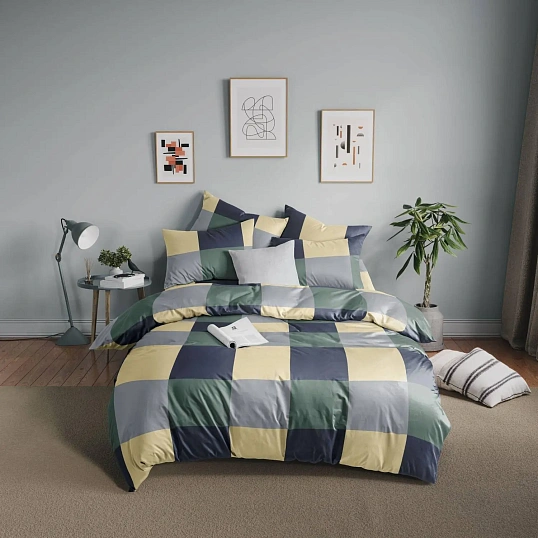 Постельное белье 1,5сп  Бязь (нав.70х70-2шт),Green cage