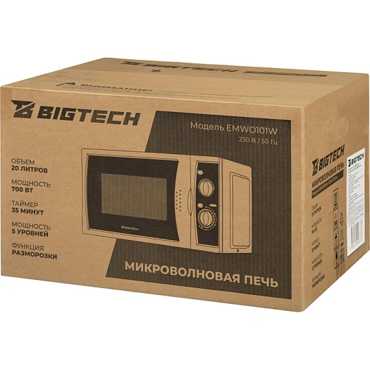 Микроволновая печь BigTech EMWO101W, 20л., 700 вт. белый