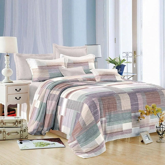 Постельное белье 1,5сп микросат(наволочки70х70-2 шт) -2137 Эдмонтон