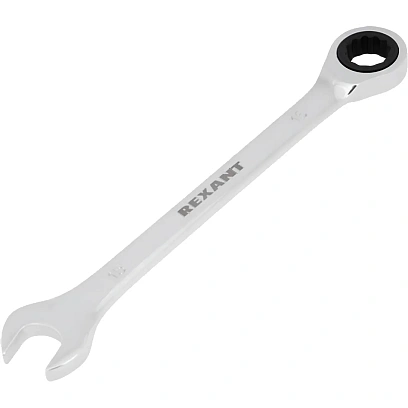 Ключ комбинированный трещоточный 15мм, CrV, зеркальн. хром REXANT 12-5810-1
