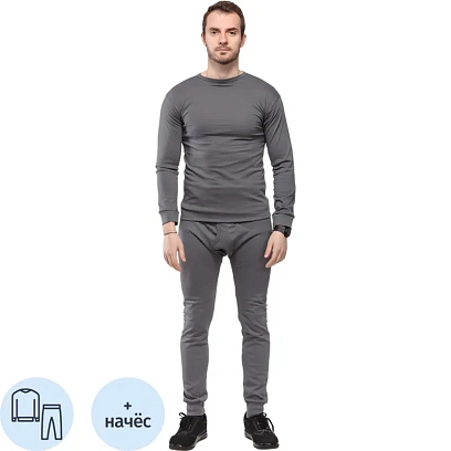 Белье нательное трикотаж зимнее цв.серый (р.48-50)р.170-176