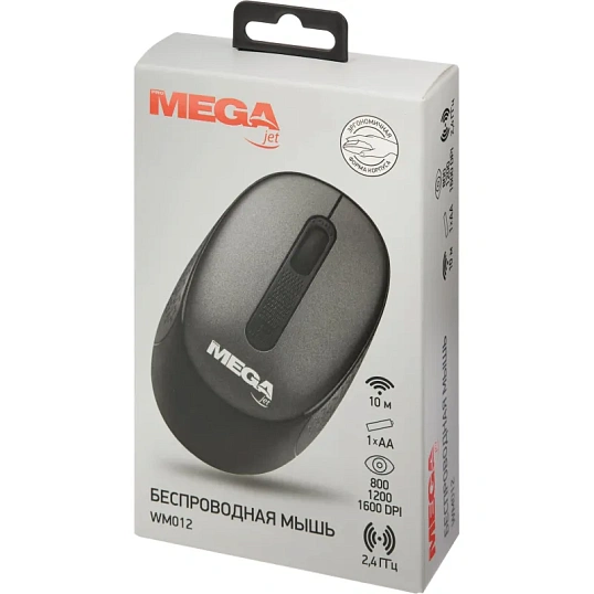 Мышь компьютерная ProMega jet WM012 USB WLS RT/1АА/dpi800-1200-1600/6кн/чер