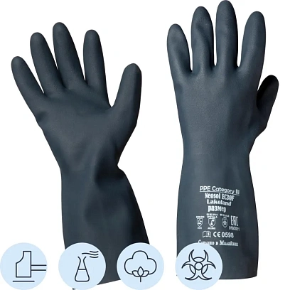 Перчатки защитные неопрен Lakeland Neosol EC30F цв.черный р.10