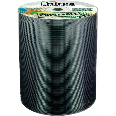 Носители информации DVD-R Printable, 16x, Mirex, Bulk/100, UL130028A1T