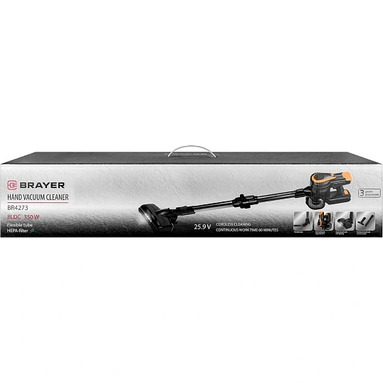 Пылесос BRAYER 4273BR,вертикальный,350Вт,BLDCмотор,всасыв23кПа,0,8л,3реж