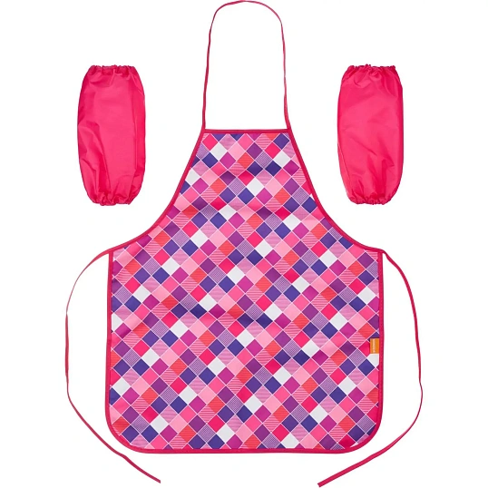 Фартук для труда  Клетка розовая  нарукавники,535x445 мм,ФН 41-20