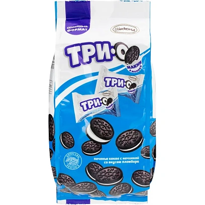 Печенье ТРИО какао с начинкой со вк.Пломбира Акконд, 460г