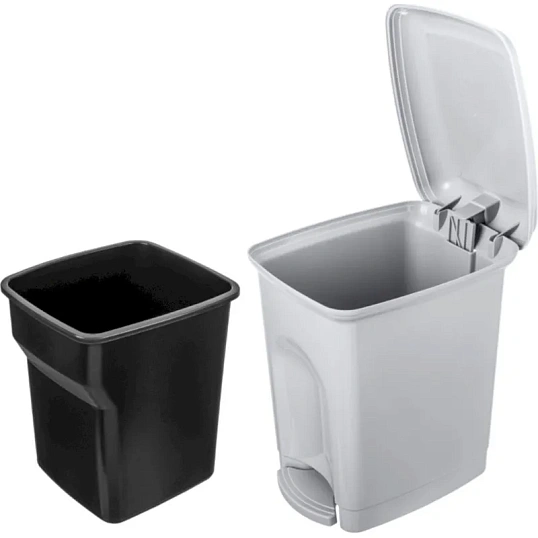 Ведро мусорное (контейнер) 7 л с педалью св. серый