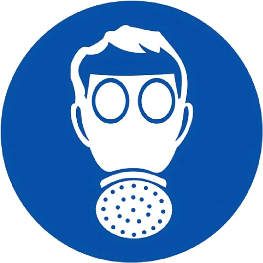 Знак безопасности M04 Работать в СИЗ органов дыхания,пленка 200х200 10шт/уп