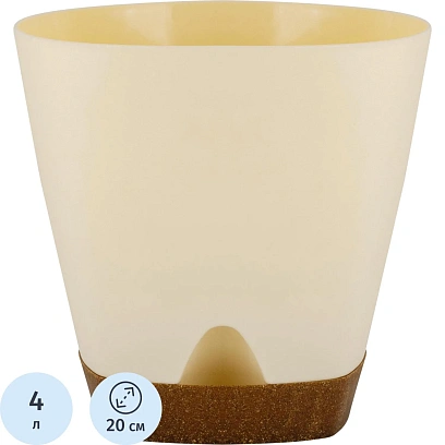 Горшок д/цветов WOOD D200мм 4л сливочный/бук IG610110001