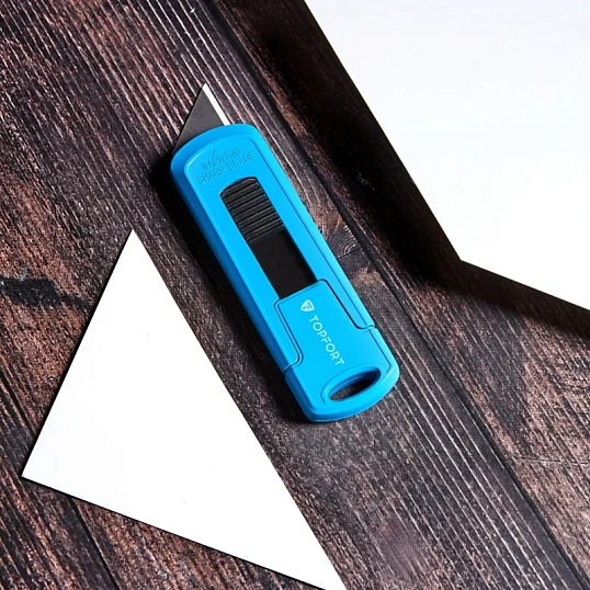 Нож безопасный мини TOPFORT 19мм трапец.блок.сист.,цинк корпус