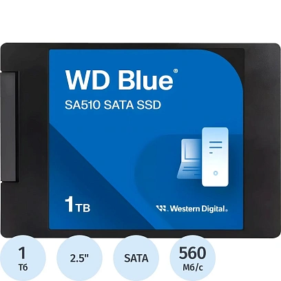SSD накопитель WD Blue SA510 1Tb 2,5 SATA (WDS100T3B0A)