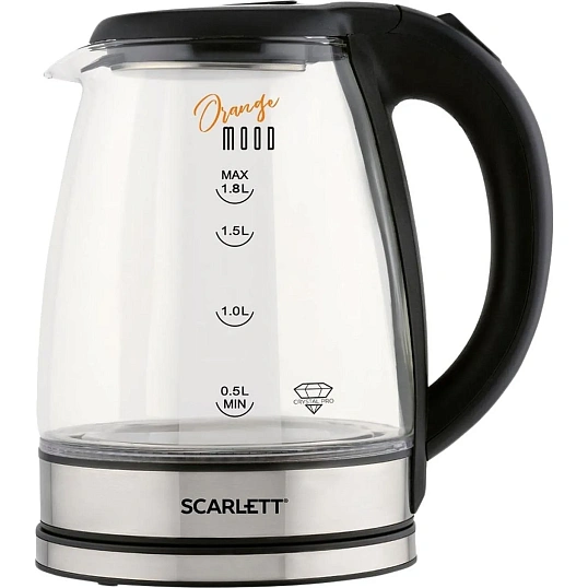 Чайник SCARLETT SC-EK27G36,электрический, стекло, 1800Вт, 1.8л, черный