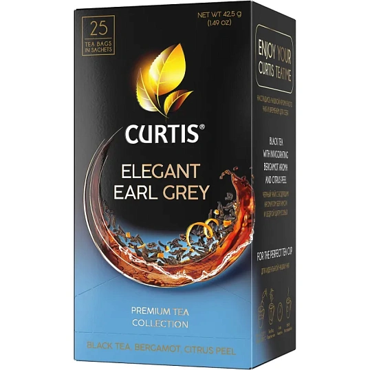 Чай Curtis Elegant Earl Grey черный, аромат, мелкий лист, 25 сашет