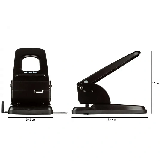 Дырокол Attache до 60листов, с линейкой, цвет черный