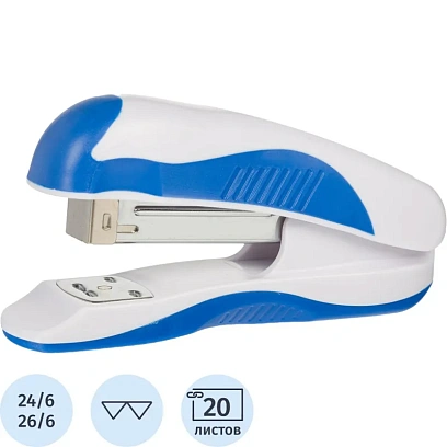 Степлер Attache Master до 20 листов, белый/синий, №24/6, 26/6