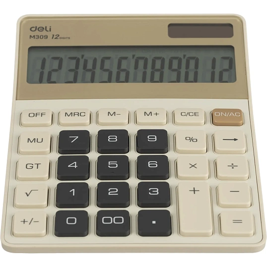 Калькулятор настольный Deli EM309,12 разрядов,дв пит,176,9x124,9x34мм,крем