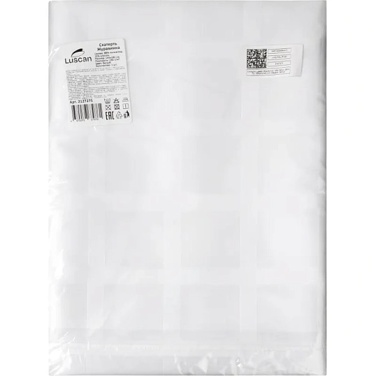 Скатерть Luscan Журавинка 145х180см (88%ПЭ, 12%хлопок) рис квадрат, белый