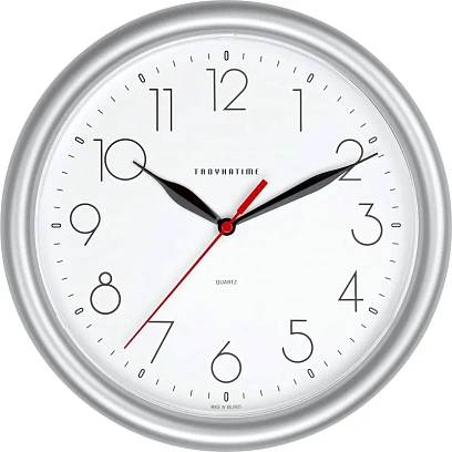 Часы настенные Troyka, диаметр 24.5см, кольцо пластик - серебрист. 21270212