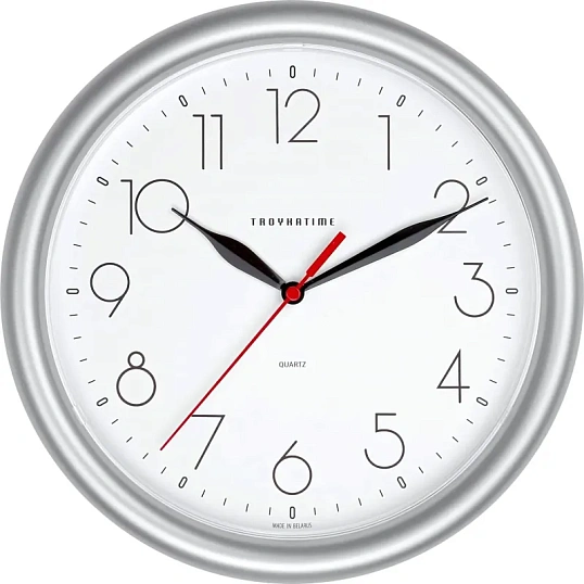 Часы настенные Troyka, диаметр 24.5см, кольцо пластик - серебрист. 21270212