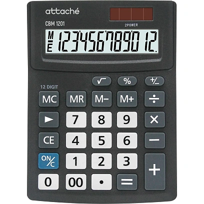 Калькулятор настольный Attache CBM1201-BK 12-разрядный черный 137x102x31 мм