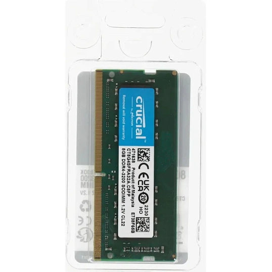 Модуль памяти Crucial by Micron DDR4 8GB 3200MHz SODIMM CL22(CT8G4SFRA32A)