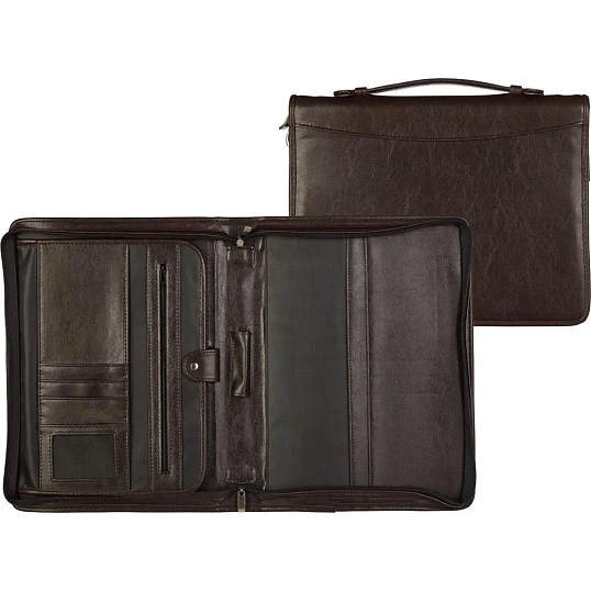 Папка деловая из кож/зам из кож/зам № 161 с ручкой, коричн., Россия