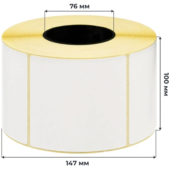 Термотрансферные этикетки ПГЛ 100х100, 1000 шт/рул,вт.76 6 рул/уп