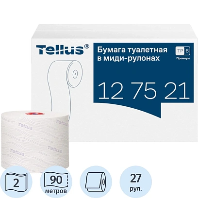 Бумага туалетная Торк/Tellus Премиум T6 2сл бел 90м 27рул/уп_127521/127520