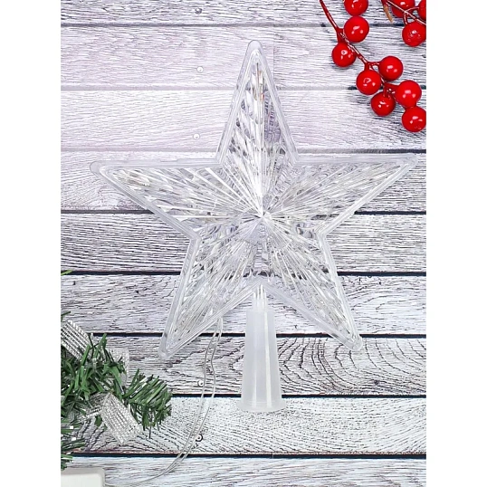 Верхушка Белая звезда, 19х19см, 15 LED, 1 режим, мульти НВУ-0002