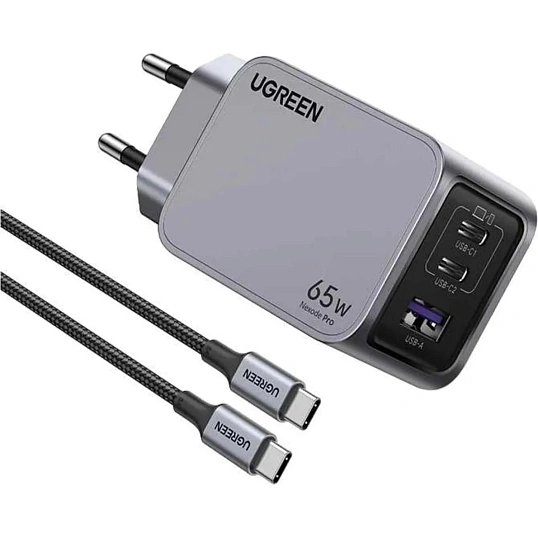 Зарядное устройство сет. UGREEN X755(25871)Nexode Pro 65W 3-Port+каб.1м сер
