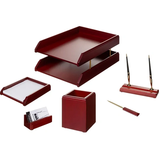 Набор настольный M6C-25A на 6 предметов из дерева, цвет: красное дерево