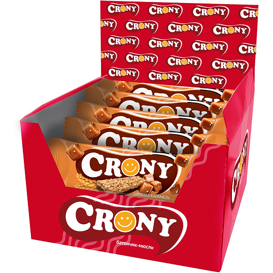 Батончик мюсли CRONY Солёная карамель. 50гх12шт/уп