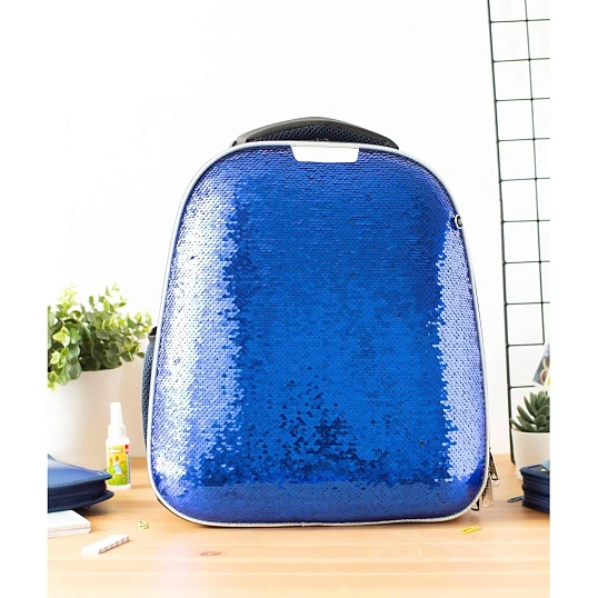 Ранец Комус Класс Sparkle Blue,эргоном. спинка, двусторонние пайетки