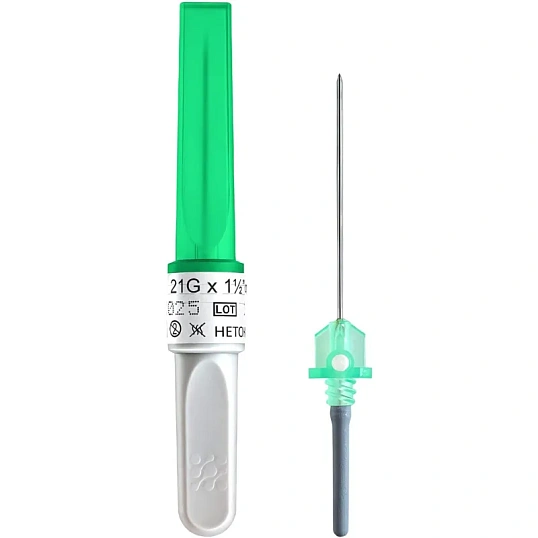 Игла двусторонняя 21G (0,8х38мм) зеленая виз.контроль Acti-Fine 100шт/уп