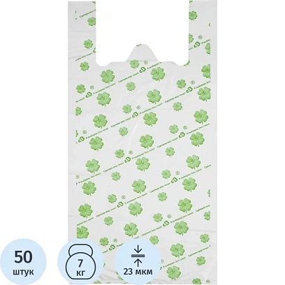 Пакет-майка Пакет Майка БИО с рисунком, 32x65x2x7 см, 23 мкм, 50 шт./уп