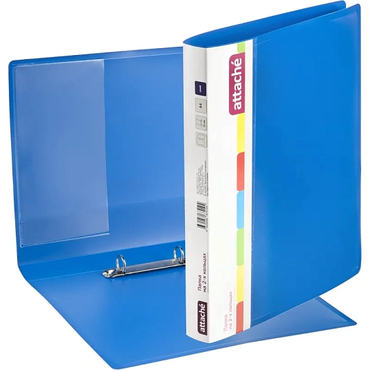 Папка на 2-х кольцах пласт. 25/32мм А4 ATTACHE F502/07 синяя