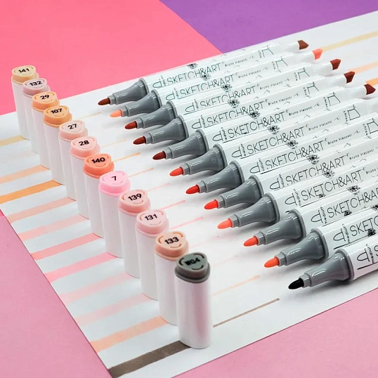 Набор маркеров ДВУС.СКЕТЧ-МАРКЕРЫSKETCH&ART. ПОРТРЕТ,12 ЦВЕТОВ,22-0076/04