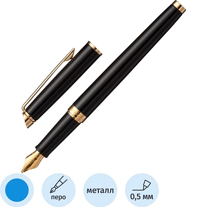 Ручка перьевая WATERMAN HEMISPHERE  S0920610 черн лак с позол,чернила син