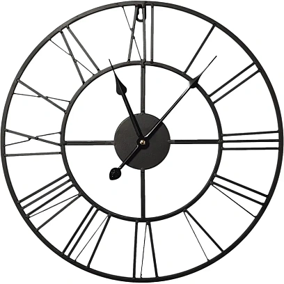 Часы настенные металл Black Metal Clock 40x40 арт.79806